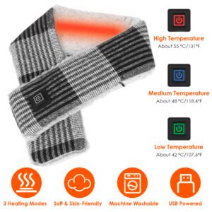 Electric Heated Scarf USB Heating Neck Wrap Unisex Winter Heated Neck Shawl Soft Warm Scarves w/ 3 Heating Modes - Image 4