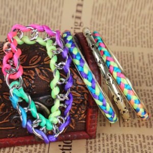 4-Piece Colorful Woven Burnished Gold Bracelet Set - Image 7