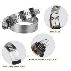 60Pcs Hose Clamp Set Stainless Steel Adjustable Worm Gear Assortment Pipe Tube Hose Clip Kit For Plumbing Automotive Mechanical - Image 10