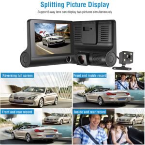 1296P Car DVR Dash Camera 4In 3 Lens Vehicle Driving Recorder Seamless Recording - Image 2