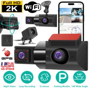 2K Car DVR 3 Channel Dash Cam Camcorder Camera Recorder with 140? Angle GPS WiFi Night Vision G-sensor Loop Recording Parking Monitor - Image 5