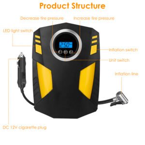 Portable Car Tire Inflator DC 12V Digital Car Air Pump Compressor Electric Air Pump w/LED Light 150PSI - Image 8