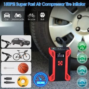 Car Jump Starter with Air Compressor Portable Car Battery Booster with Digital Tire Inflator with 2000mAh Peak Current for 12V Car 6.5L Gas or 4.0L Di - Image 9
