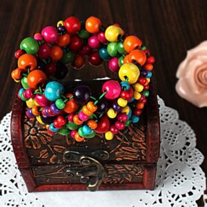 Multi-Color Wooden Beaded Stretchy Bracelet Colorful Exotic Style Elastic Bracelets For Women Girls Children - Image 9