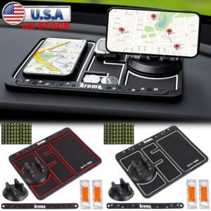 Non-slip Car Phone Mat 4 In1 Dashboard 360? Rotatable Phone Holder Pad with Aroma Parking Number Plate Glow In Dark - Image 5
