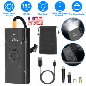 Car Tire Inflator Pump Portable Car Air Compressor 6000mAh Wireless Electric Air Pump 150 PSI with LED Light - Image 4