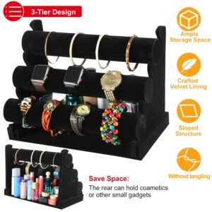 3-Tier Velvet Jewelry Stand Removable Bracelet Holder Watch Jewelry Bangle Display Rack - Image 9