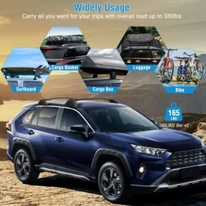Car Roof Rack Cross Bars Aluminum Alloy Cargo Carrier Rooftop Crossbars Fit for Toyota RAV4 2019-2024 with Side Rails for Cargo Carrier Bag Kayak Bike - Image 10