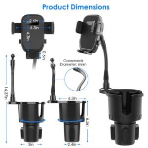 2 In 1 Car Cup Phone Holder Automotive Drink Holder with 360? Rotating Gooseneck Phone Mount Adjustable Base Fit for Most Phones Cups Vehicles - Image 12