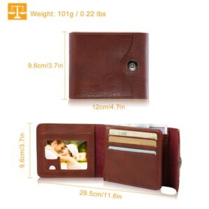 Men?s Wallet PU Leather Bifold Purse Slim RFID Blocking Card Holder Cases w/ 2 ID Window Coin Pocket - Image 11