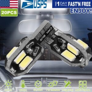 20Pcs T10 SMD5730 LED Light Bulbs 6000K Wedge Light Lamps Dome Map License Plate Car Interior Festoon Lights Kits - Image 6