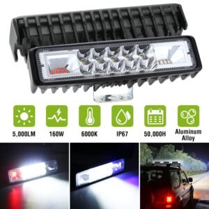 6" LED Light Bar 160W 5000lm Offroad Driving Spot Lights Work Light Pods IP67 Waterproof Fog Light Spot Flood Beam for Jeep Trailer Truck Bus Boat  2P - Image 7