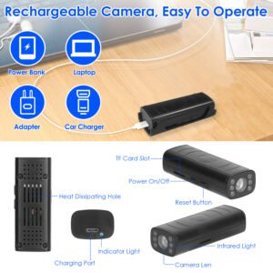 Wireless Camera Reverse Hitch Guide Camera Vehicle Backup Rechargeable Camera with Flexible Adhesive Base Night Vision for Car RVs Trailer Truck - Image 9