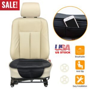 Universal Car Seat Cushion Cover Breathable Car Front Seat Cover Pad Mat Filling Bamboo Charcoal w/ Non-Slip Bottom and Storage Pockets - Image 4