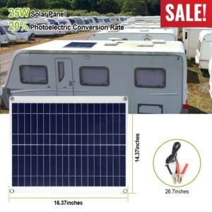 Outdoor Solar Panel 12V 25W Car Battery Charger IP68 Waterproof w/ 3.0A Dual USB Charging Clip Line For RV Car Boat - Image 10