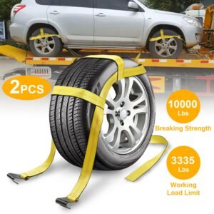 2Pcs Car Basket Straps Adjustable Tow Dolly Tire Basket Straps with Flat Hooks - Image 5