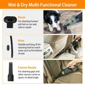 Car Handheld Vacuum Cleaner Cordless Rechargeable Hand Vacuum Portable Strong Suction Vacuum w/ Hose Nuzzle Brush For Dust Pet Hair - Image 9