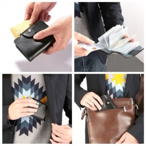Credit Card Holder Card Organizer Pouch PU Leather Case Snap Closure with 26Pcs Card Slots - Image 3