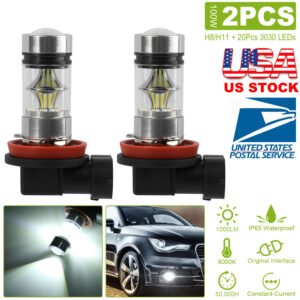 2PCS 1000lm 100W H8/H9/H11 LED Fog DRL Light Bulb IP65 Water-Resistant 360? Beam Angle 6000K White - Image 4