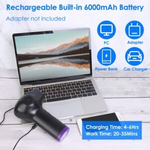 Electric Cordless Air Duster Blower Compressed Air Duster for Computer Keyboard PC Portable Rechargeable Air Blower with Built-in LED Light - Image 10