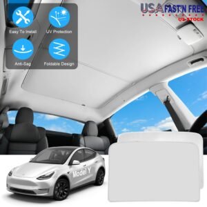 UV Protection Sunshade Roof Fit For Tesla Model Y Sunroof Window Installation Heat Blocking Anti-Sag Sunroof Shade Foldable Portable UV Reflector Fit - Image 7