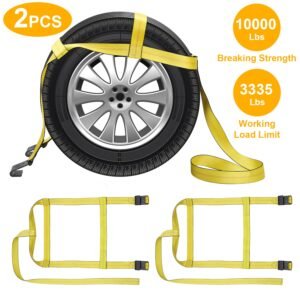 2Pcs Car Basket Straps Adjustable Tow Dolly Tire Basket Straps with Flat Hooks - Image 4