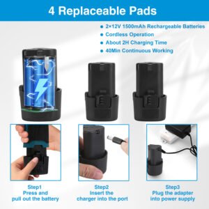 Cordless Car Buffer Polisher with 2Pcs 1500mAh Rechargeable Batteries 8 Speed Levels Wireless Polishing Waxer Machine Kit for Car Detailing - Image 8