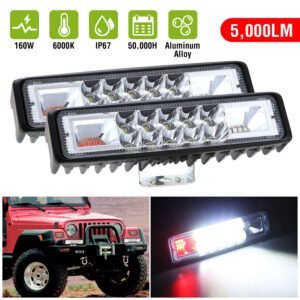 6" LED Light Bar 160W 5000lm Offroad Driving Spot Lights Work Light Pods IP67 Waterproof Fog Light Spot Flood Beam for Jeep Trailer Truck Bus Boat  2P - Image 3