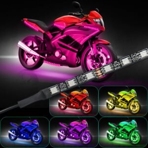6Pcs Motorcycle LED Light Strips Multi-Color Neon Light Kits Waterproof DC 12V RGB Atmosphere Lights W/ Remote Controller Fit For Motorcycle Car SUV A - Image 14