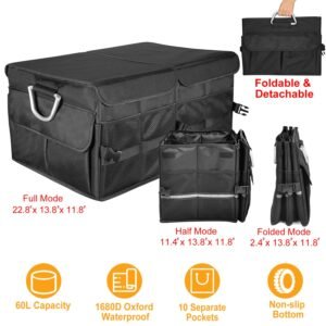 Car Trunk Organizer Collapsible Multi-Compartments Storage Cargo Box/ Cover Nonslip Bottom - Image 10
