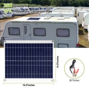 Outdoor Solar Panel 12V 25W Car Battery Charger IP68 Waterproof w/ 3.0A Dual USB Charging Clip Line For RV Car Boat - Image 11