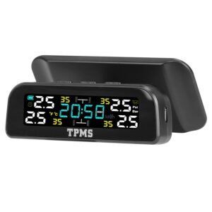 Wireless Solar Car Tire Pressure Monitoring System Auto Tire Pressure Monitor with Built-in Sensors Temperature Alarm for Car SUV Sedan RV - Image 3