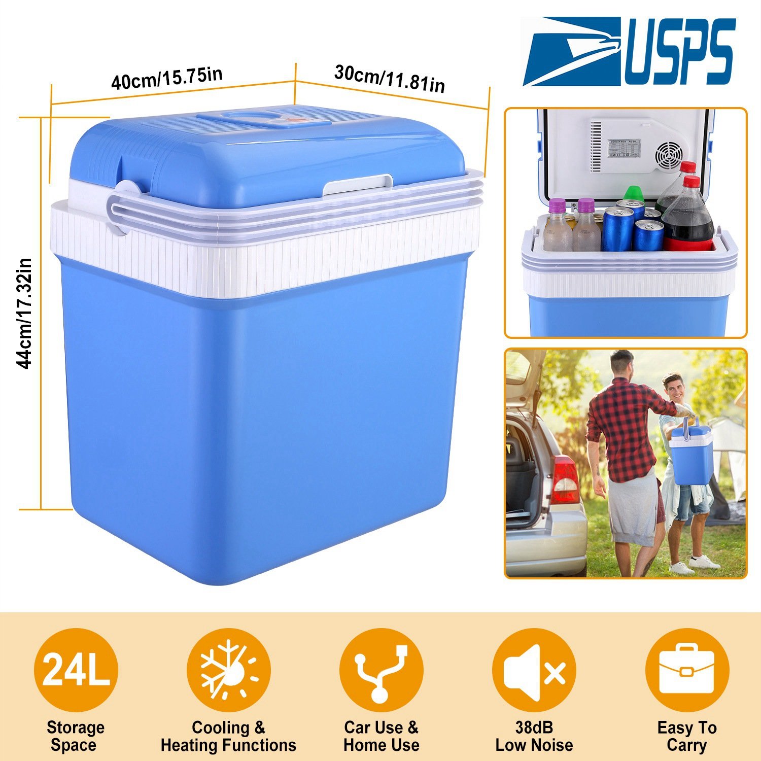 24L Portable Car Cooler 12V Car Refrigerator Travel Cooling Warmer Fridge Box Home Use - Image 6