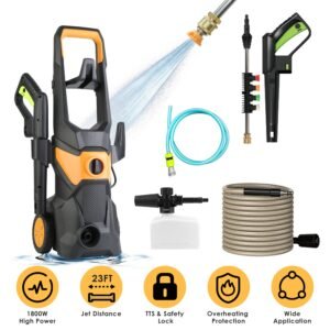 4200PSI 1.85GPM 1800W Electric Pressure Washer High Pressure Cleaning Machine Portable Car Power Washer with Spray Gun 4 Nozzles Foam Cannon Holders f - Image 5