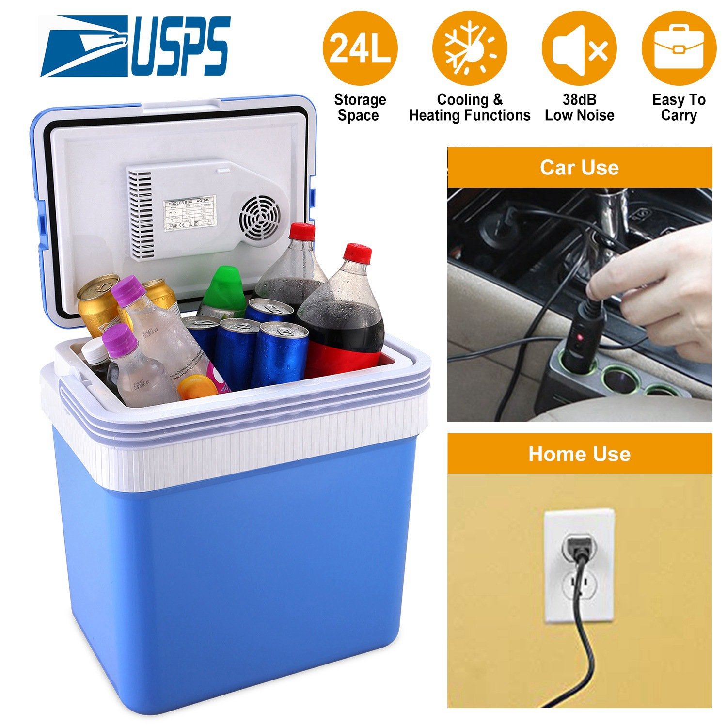 24L Portable Car Cooler 12V Car Refrigerator Travel Cooling Warmer Fridge Box Home Use - Image 2