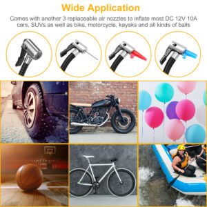 Car Tire Air Pump Portable Air Compressor Pump DC 12V Car Tire Inflator Pump For Bicycle Motorcycle w/ Pointer - Image 10