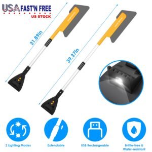 3 In 1 Car Snow Removal Shovel with Lights Car Snow Removal Tool Telescopic Windshield Ice Scraper Snow Brush Shovel - Image 8
