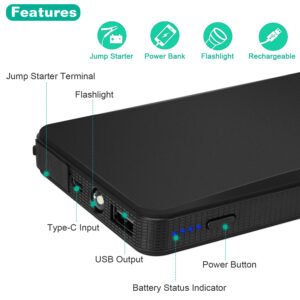 12V Car Jumper Starter 400A Peak 20000mAh Battery Charger Power Bank Portable Power Booster Battery w/ 3 Flashlight Modes - Image 10