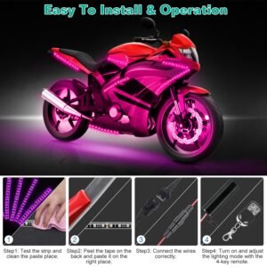 6Pcs Motorcycle LED Light Strips Multi-Color Neon Light Kits Waterproof DC 12V RGB Atmosphere Lights W/ Remote Controller Fit For Motorcycle Car SUV A - Image 8