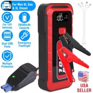Car Jump Starter Booster 2500A Peak 25800mAh Battery Charger Power Bank with 4 Modes LED Flashlight for Up to 6.0L Gas or 3.0L Diesel Engine Car - Image 3
