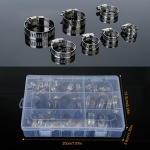 60Pcs Hose Clamp Set Stainless Steel Adjustable Worm Gear Assortment Pipe Tube Hose Clip Kit For Plumbing Automotive Mechanical - Image 14