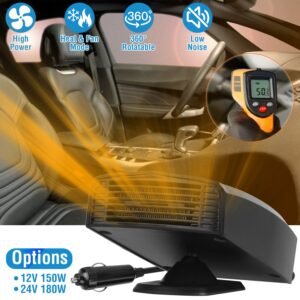 12V 150W Portable Car Heater Heating Fan 2 in 1 Defroster Defogger Demister Windshield Heater Automotive Cooling Fan with 360?Rotating Base - Image 4