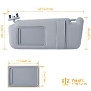 Auto Sun Visor Left Driver Side Car Sun Visor Fits 2007-2011 Toyota Camry without Sunroof Vanity Light - Image 12