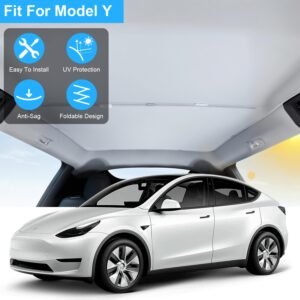 UV Protection Sunshade Roof Fit For Tesla Model Y Sunroof Window Installation Heat Blocking Anti-Sag Sunroof Shade Foldable Portable UV Reflector Fit - Image 3