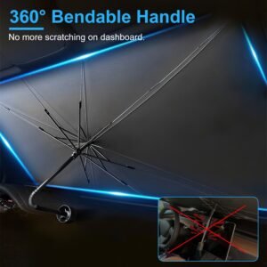 57x33In Foldable Car Sun Umbrella Universal Sun Blocker Shield Shade Silver Titanium Sun Protector with Carry Bag for Car Truck SUV - Image 11