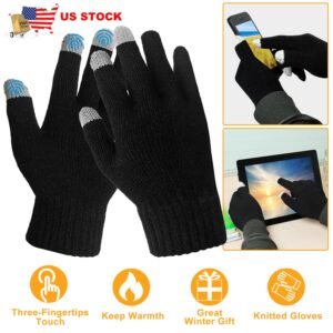 Unisex Touch Screen Gloves Full Finger Winter Warm Knitted Gloves For Warmth Running Cycling Camping Hiking - Image 3