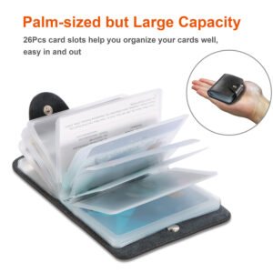 Credit Card Holder Card Organizer Pouch PU Leather Case Snap Closure with 26Pcs Card Slots - Image 12