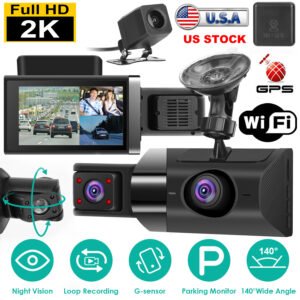 2K Car DVR 3 Channel Dash Cam Camcorder Camera Recorder with 140? Angle GPS WiFi Night Vision G-sensor Loop Recording Parking Monitor - Image 4