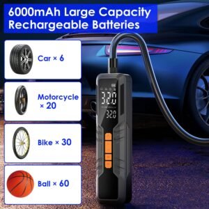 150PSI Portable Tire Inflator Cordless Digital Air Compressor Compact Air Pump with 5 Inflation Modes 3 Light Modes Emergency Power Bank - Image 11