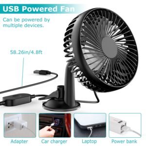 Car Cooling Fan Portable Rotatable USB Vehicle Fan Backseat Clip Fan Dashboard Window Suction Fan for SUV RV Pickup with 3 Speeds - Image 10
